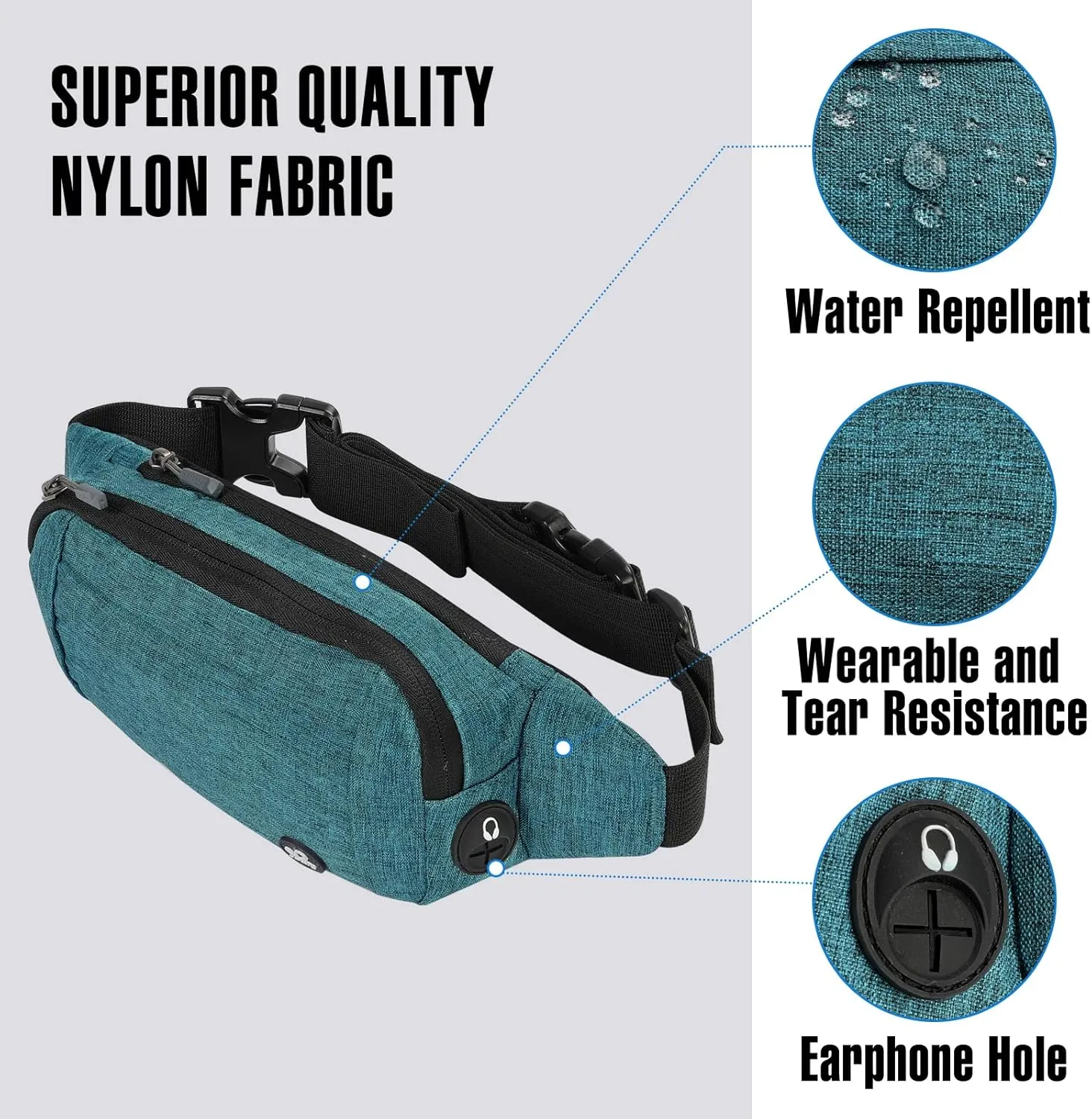 WATERFLY Fanny Pack Waist Bag: Small Hip Pouch Bum Bag Fannie Pack Phanny Fannypack Waistpack Bumbag Beltbag Sport Slim Fashionable for Jogging Hiking Hiker Woman Man
