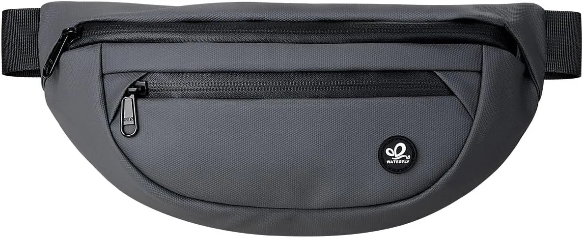 WATERFLY Fanny Pack Waist Packs: Small Waist Bag for Women Men Fashion Crossbody Belt Bags for Hiking Running Travel Walking-Grey