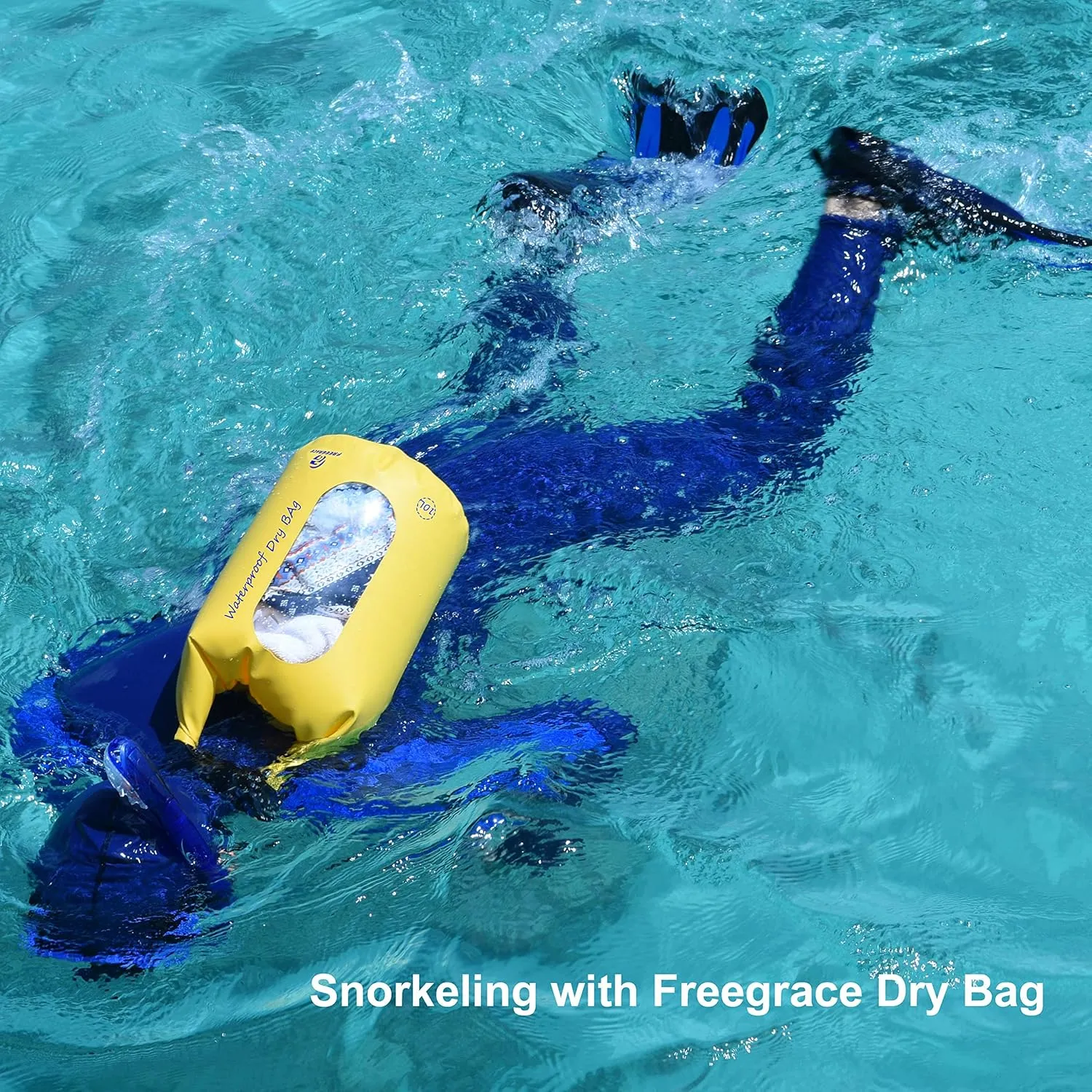 Waterproof Dry Bags Set of 3 Dry Bag with 2 Zip Lock Seals & Detachable Shoulder Strap, Waist Pouch & Phone Case - Can Be Submerged Into Water - for Swimming (Navy Blue(Window), 20L)