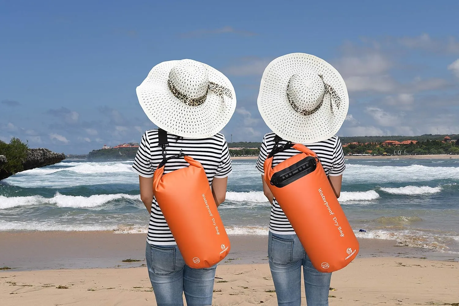 Waterproof Dry Bags Set of 3 Dry Bag with 2 Zip Lock Seals & Detachable Shoulder Strap, Waist Pouch & Phone Case - Can Be Submerged Into Water - for Swimming (Orange, 10L)