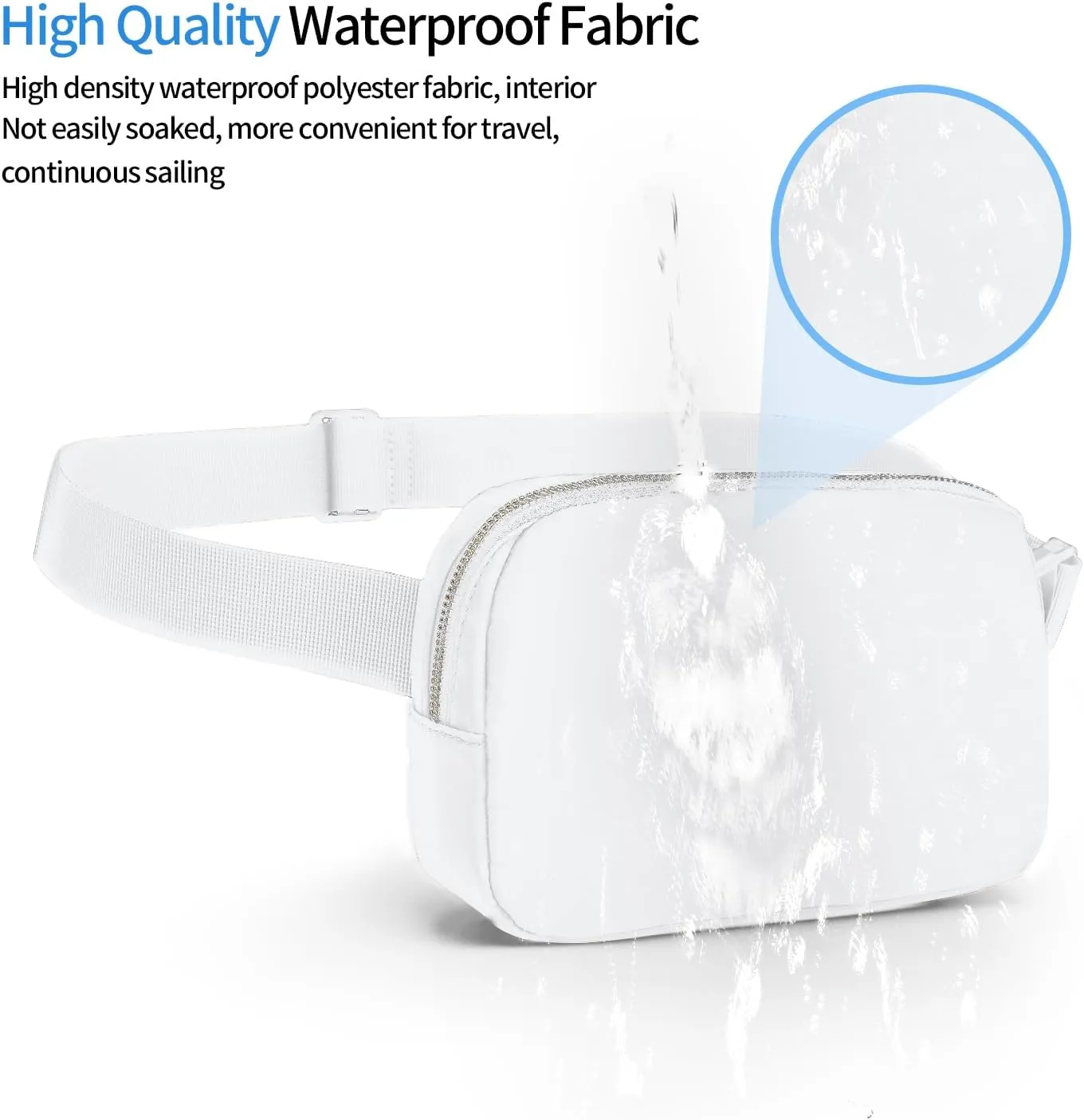 Waterproof Mini Fanny Packs for Kids & Women - Crossbody Fashion Belt Bag With Adjustable Strap - White