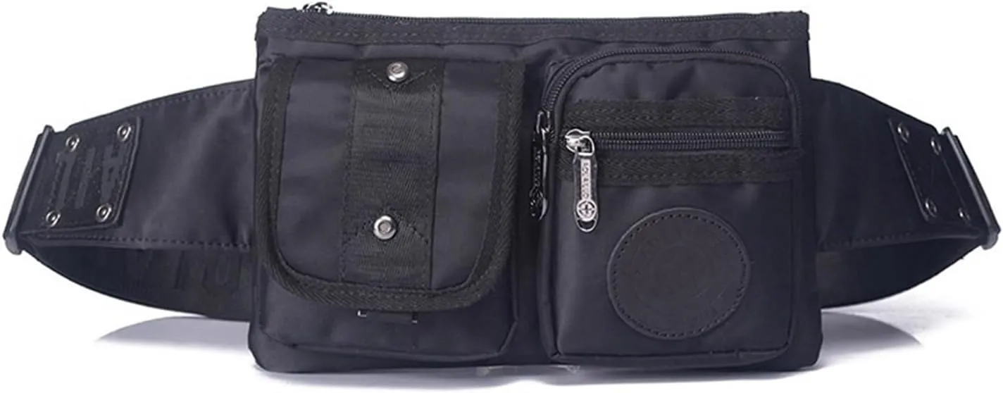 Waterproof Nylon Men Waist Pack Fanny Pack Travel Casual Waist Bag Money Belt Bag Bum Hip Pocket Tool Waist Bag