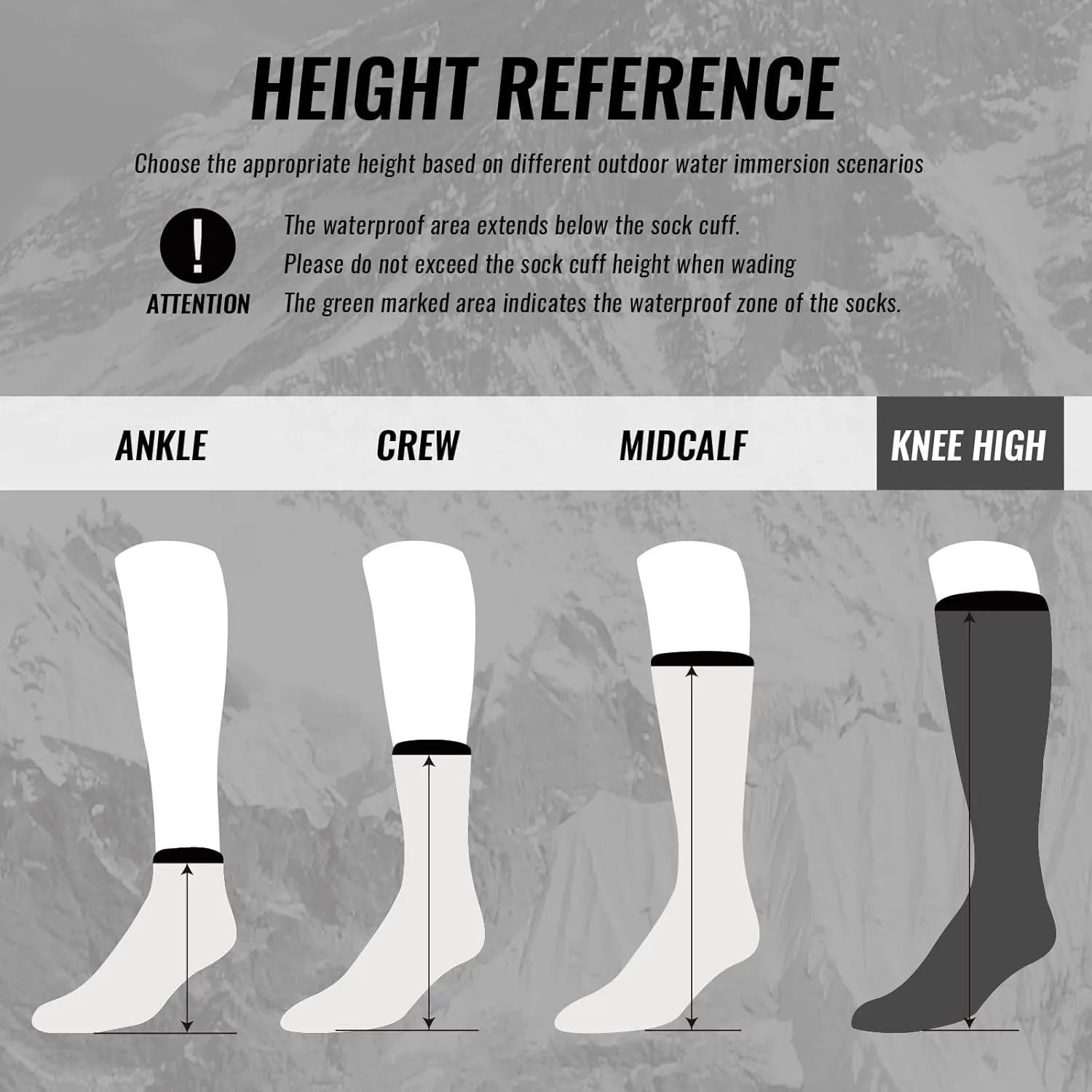 Waterproof Socks Knee High Long Socks,Thermal Ligthweight Breathable,Hiking,Cycling,Running,Skiing