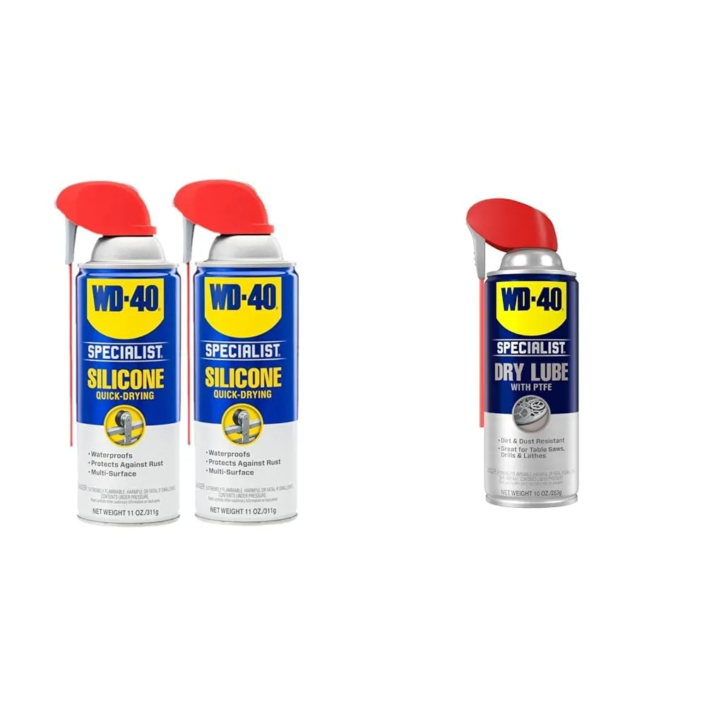 WD-40 Specialist Silicone Lubricant Twin Pack with Smart Straw, 11 OZ and Specialist Dry Lube with Smart Straw, 10 OZ