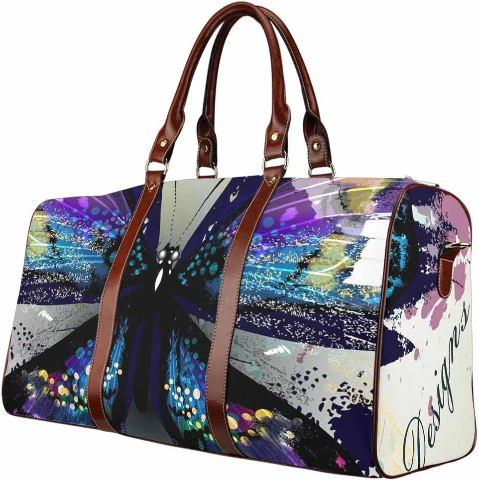 Weekender Bags For Women Travel Butterflies Travel Duffel Bag Underseat Foldable Carry-On Luggage For Women(Type-1,18.62"x 8.5"x 9.65")