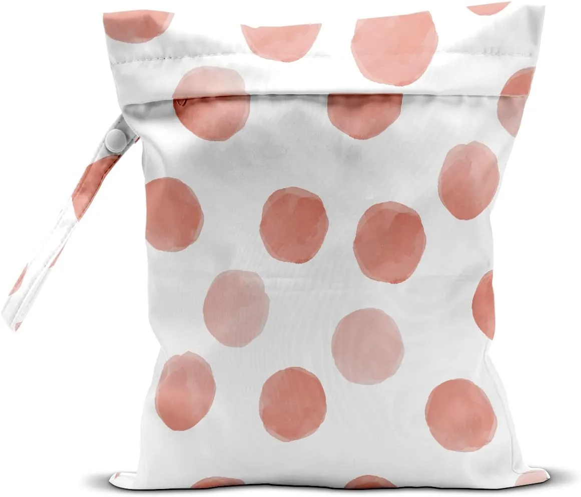 Wet Bag, Wet Dry Bag, Wet Bag for Swimsuit, Travel, Beach, Pool, Diapers, Dirty Yoga Gym Clothes, Makeup Bag, Waterproof Reusable Polka Dot Decor Geometric Polka Dot