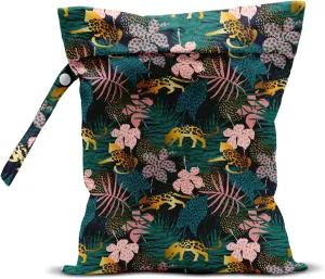 Wet Dry Bag, Wet Bag for Swimsuit, Travel, Beach, Pool, Diapers, Dirty Gym Clothes, Makeup Bag, Camping Accessories, Waterproof Reusable Jungle Tropical Leaves Cheetah Print