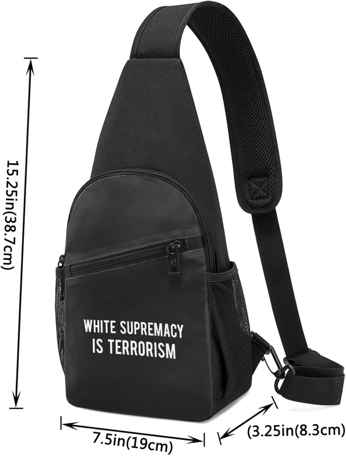White Supremacy Is Terrorism Unisex Chest Bag Lightweight Crossbody Shoulder Bag Travel Pocket