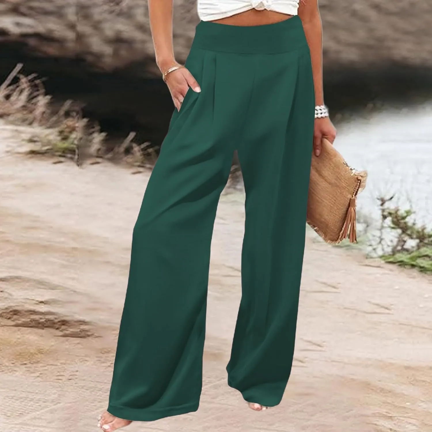 Wide Leg Yoga Pants for Women | Casual Loose Cozy Sweatpants High Waisted Lounge Flowy Pants with Pockets