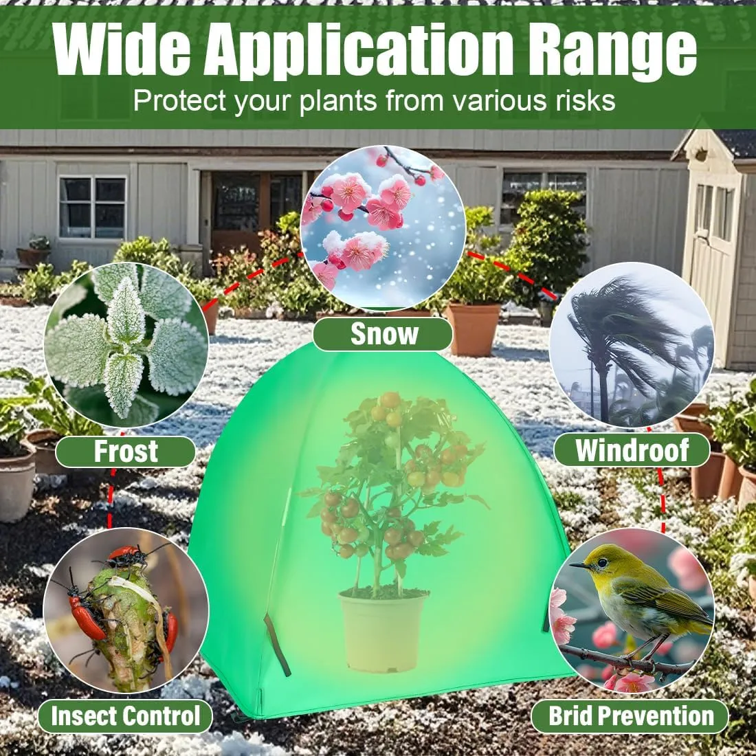 Winter Plant Covers for Freeze Protection, Large Frost Protection Cloth for Shrubs, Trees & Roses, Plant Warming Cloche for Frost & Cold Weather(24inch,2-Pack)