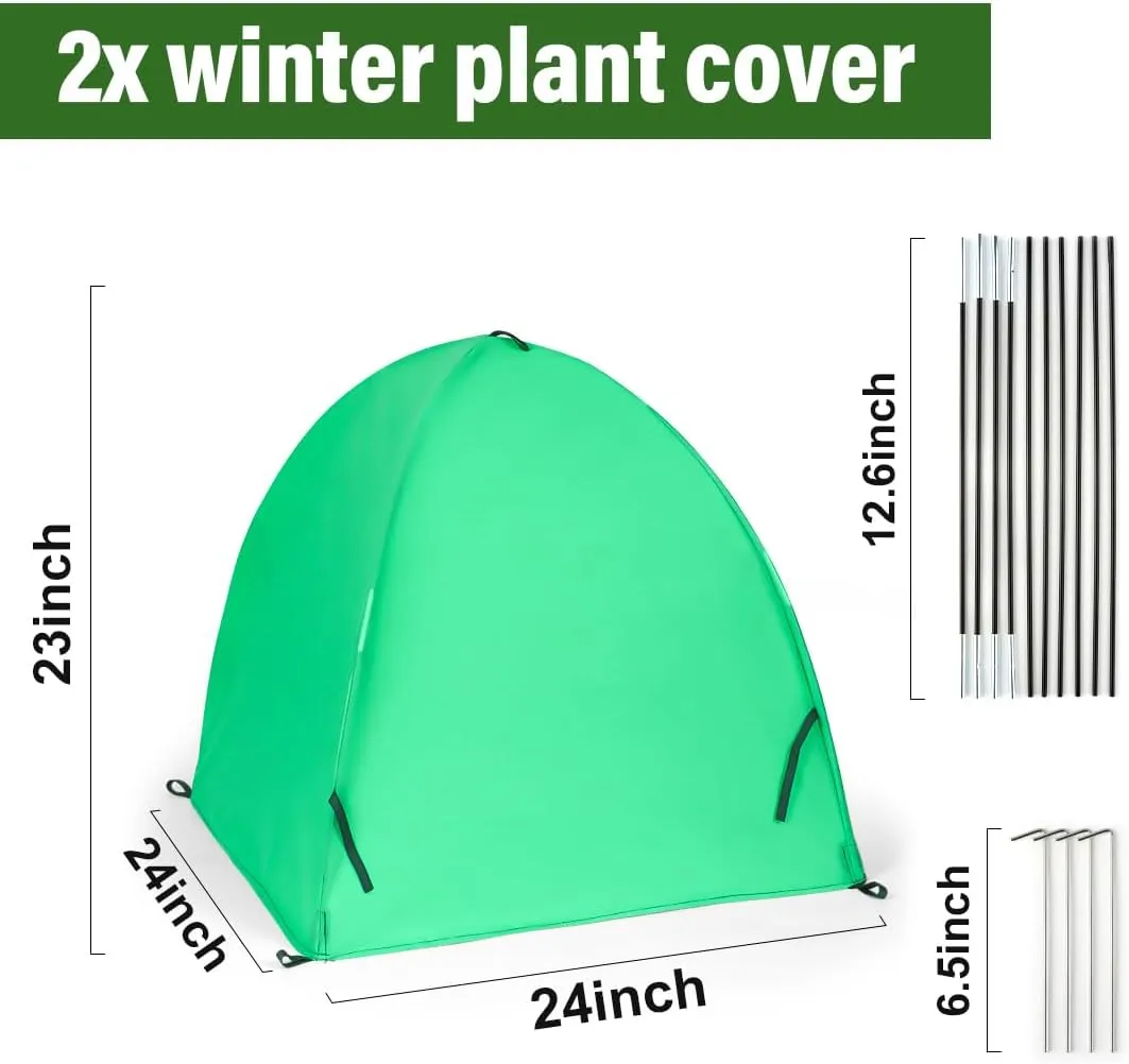 Winter Plant Covers for Freeze Protection, Large Frost Protection Cloth for Shrubs, Trees & Roses, Plant Warming Cloche for Frost & Cold Weather(24inch,2-Pack)