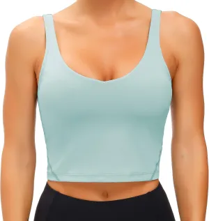 Wjustforu Women's Tank Top Padded Sports Bra Running Workout Yoga Crop Top