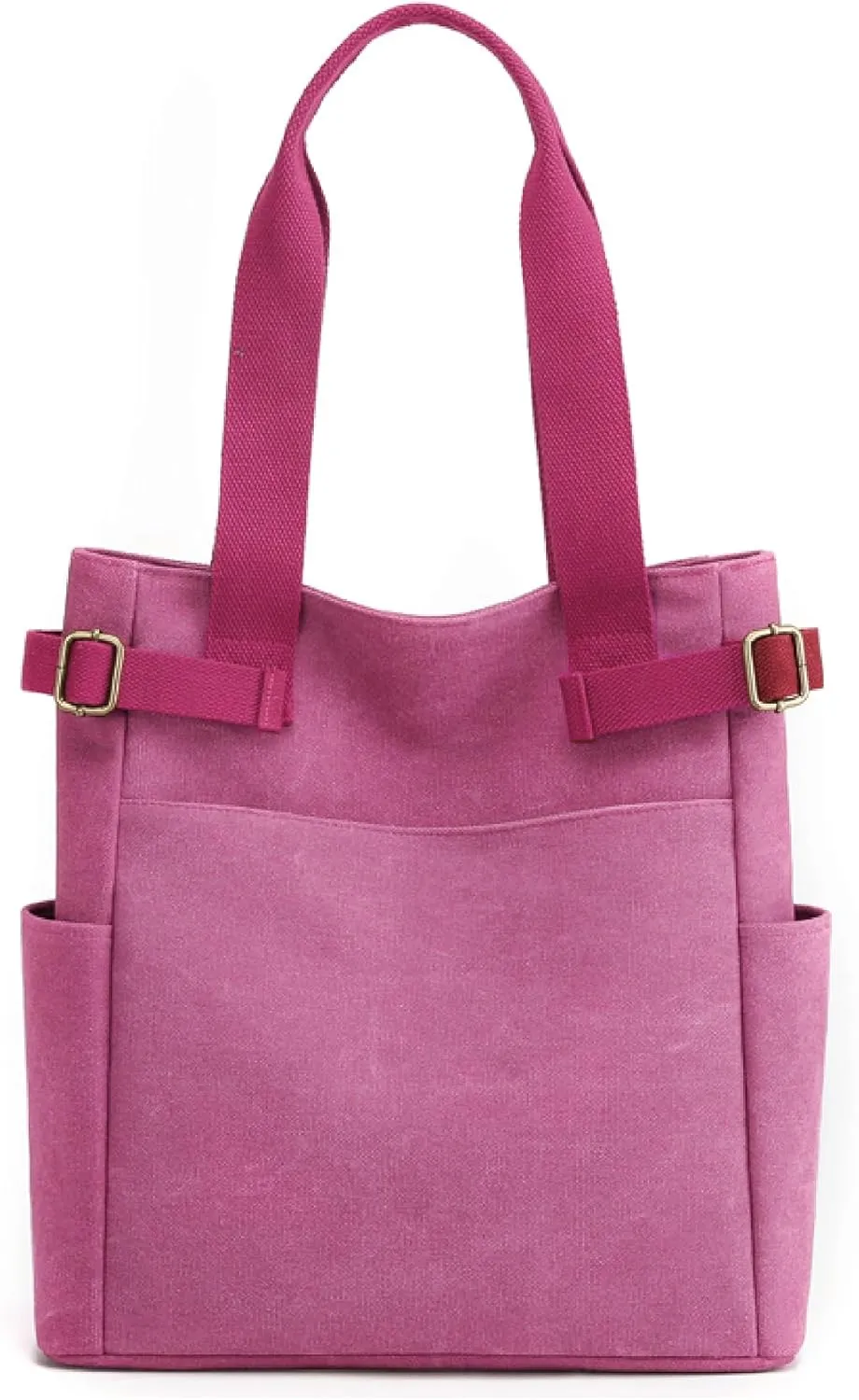 Women Canvas Tote Bag,Multi-Pocket Large Shoulder Bag Casual Handbag with Zipper for Work Daily Use