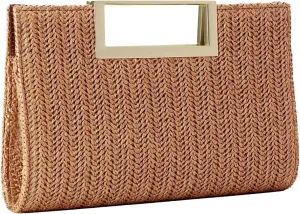 Women Clutch Top Handbags Straw Raffia Bag Purse Woven Tote CrossBag for Women Beach Summer Travel