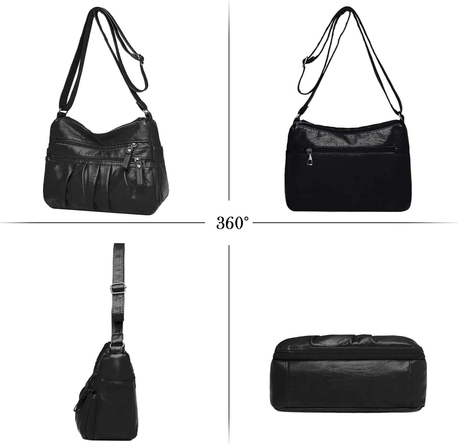 Women Crossbody Handbags Waterproof Shoulder Bag Ladies Soft Leather Purse Satchel Multi Pocket Messenger Bag