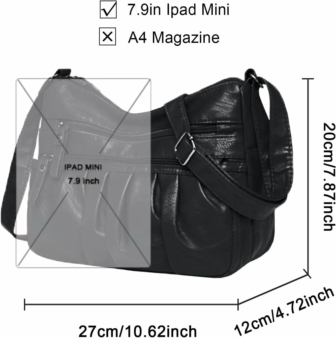 Women Crossbody Handbags Waterproof Shoulder Bag Ladies Soft Leather Purse Satchel Multi Pocket Messenger Bag