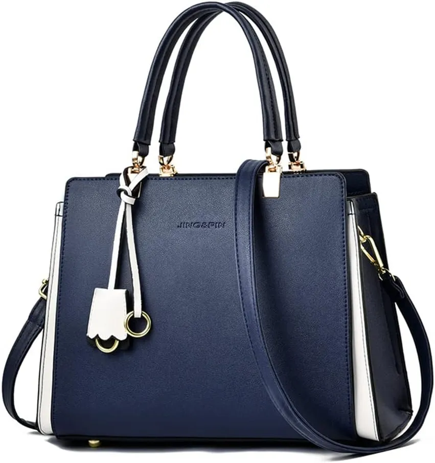 Women Elegant Handbag Classic Top-handle Purses PU Leather Tote Shoulder Bag Work Shopper Satchel with Pendant
