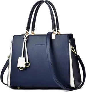 Women Elegant Handbag Classic Top-handle Purses PU Leather Tote Shoulder Bag Work Shopper Satchel with Pendant