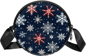 Women Fashionable Crossbody Bag – Versatile Round Bag for Every Occasion, Christmas Snowflake print