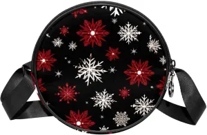 Women Fashionable Crossbody Bag – Versatile Round Bag for Every Occasion, Christmas Snowflake print