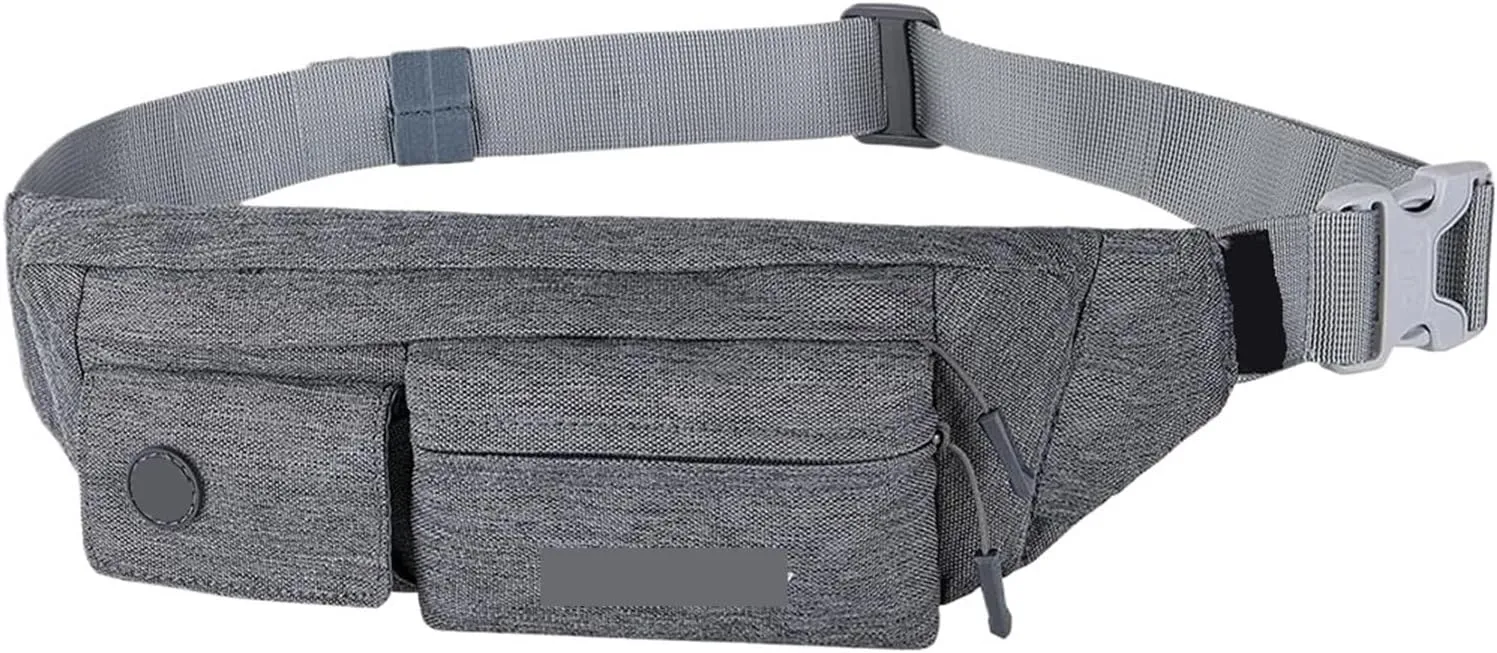 Women Men Small Waist Pouch Slim Belt Bag Walking Lightweight Crossbody Chest Bag(Grey)
