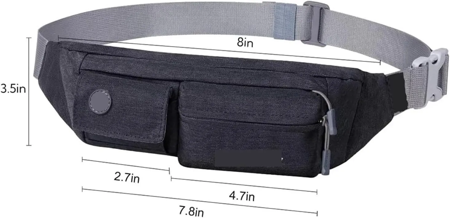 Women Men Small Waist Pouch Slim Belt Bag Walking Lightweight Crossbody Chest Bag(Grey)