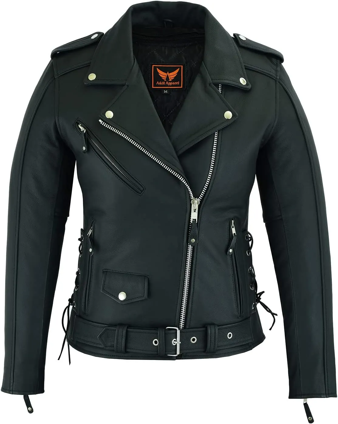 Women Motorcycle Top-Grain Cow Hide Premium Thick Leather Jacket