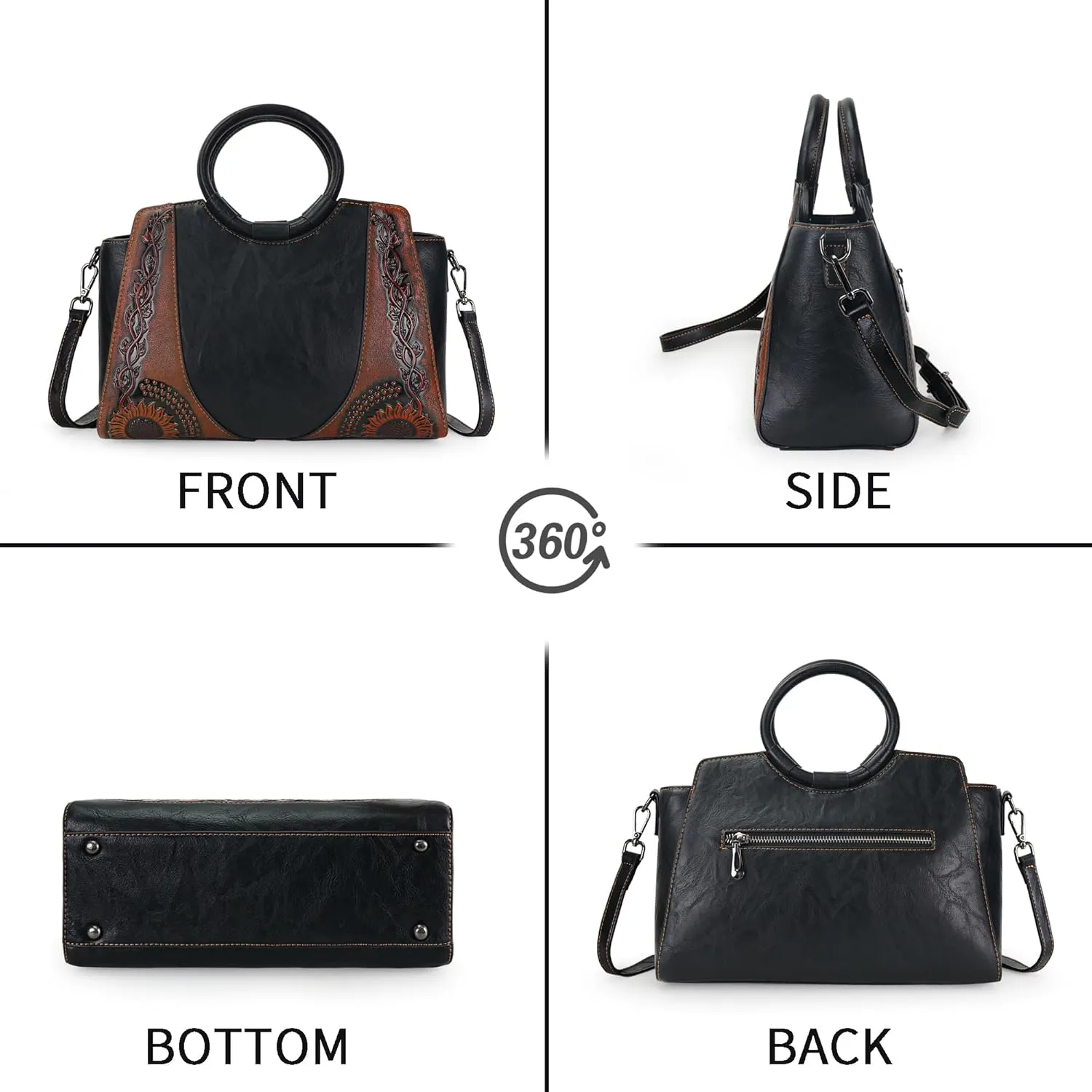 Women Satchel Handbags Crossbody Bag Top Handle Purse and Hanbags Leather Vintage Shoulder Bag Hobo Medium Size Tote