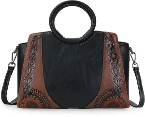 Women Satchel Handbags Crossbody Bag Top Handle Purse and Hanbags Leather Vintage Shoulder Bag Hobo Medium Size Tote