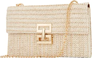 Women Straw Beach Clutch Purse Handbag Summer Elegant Vacation Style Shoulder Bag Crossbody Bag