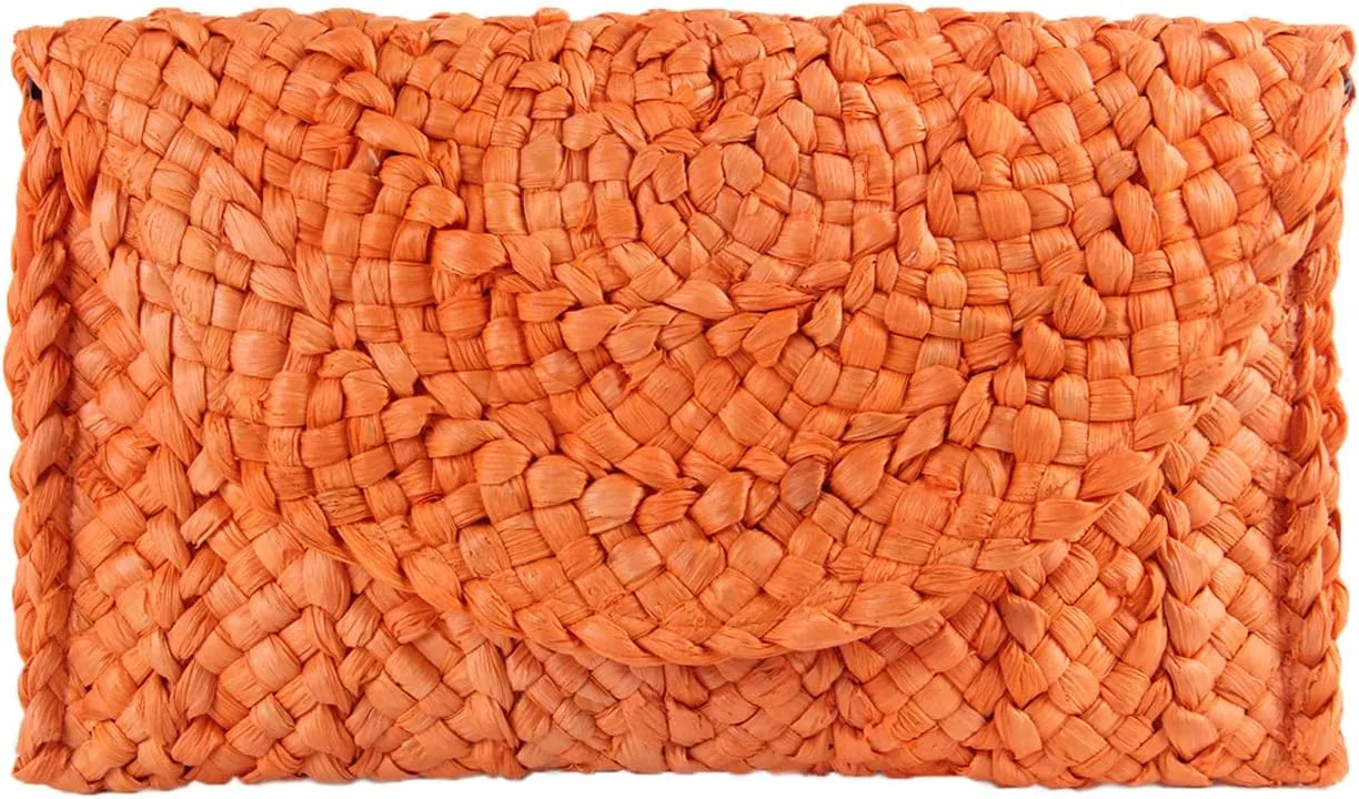 Women Straw Clutch Purse Handbag Straw Shoulder Bag Summer Beach Bag Woven Bag Envelope Purse Wallet