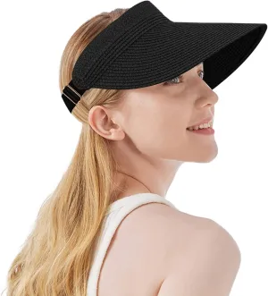 Women Summer Sun Hat Lady's Portable Beach Visor Bowknot Straw Hat