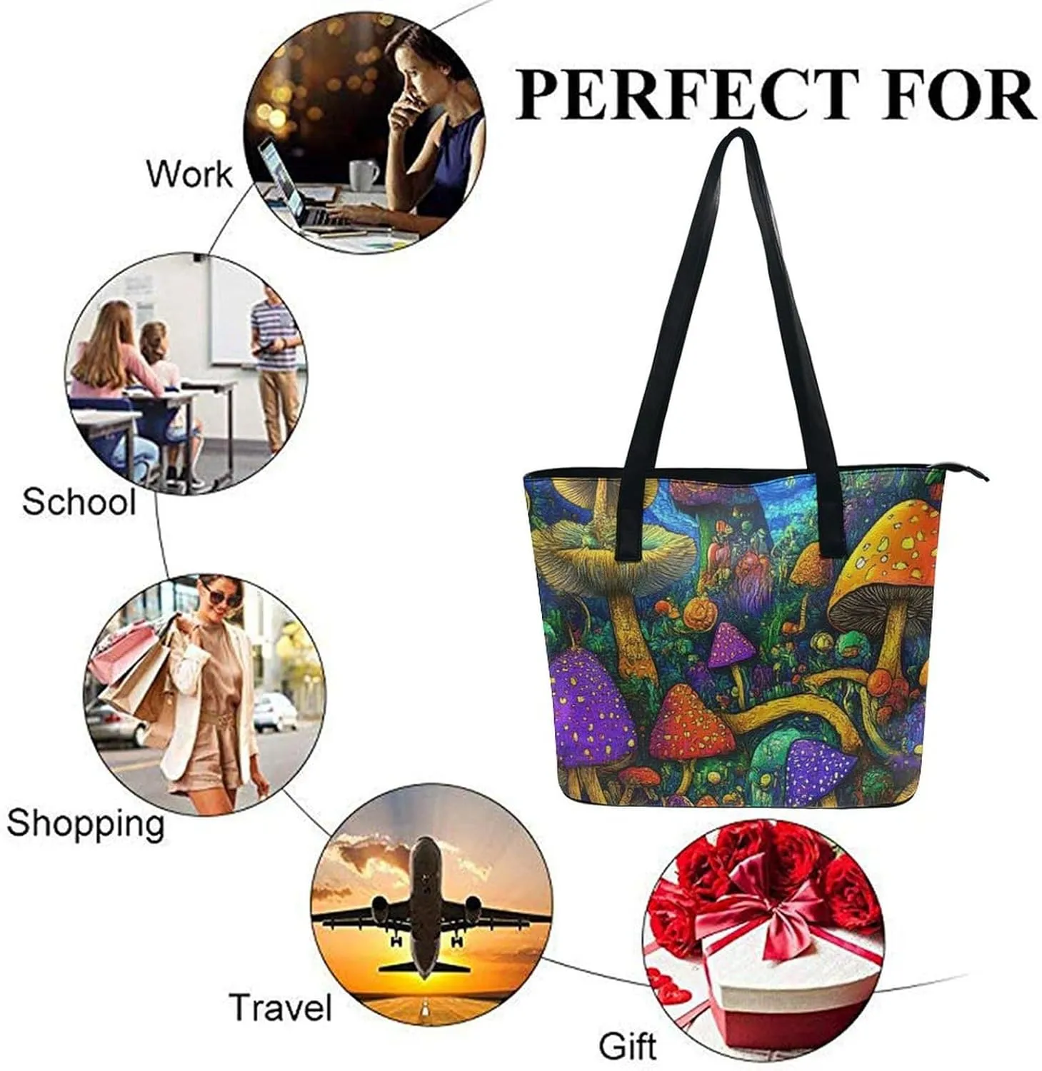 Women Tote Bag PU Leather Travel Shoulder Bags Casual Handbags