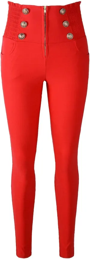 Women's 50s Retro Rockabilly Style High Waist Pinup Pants