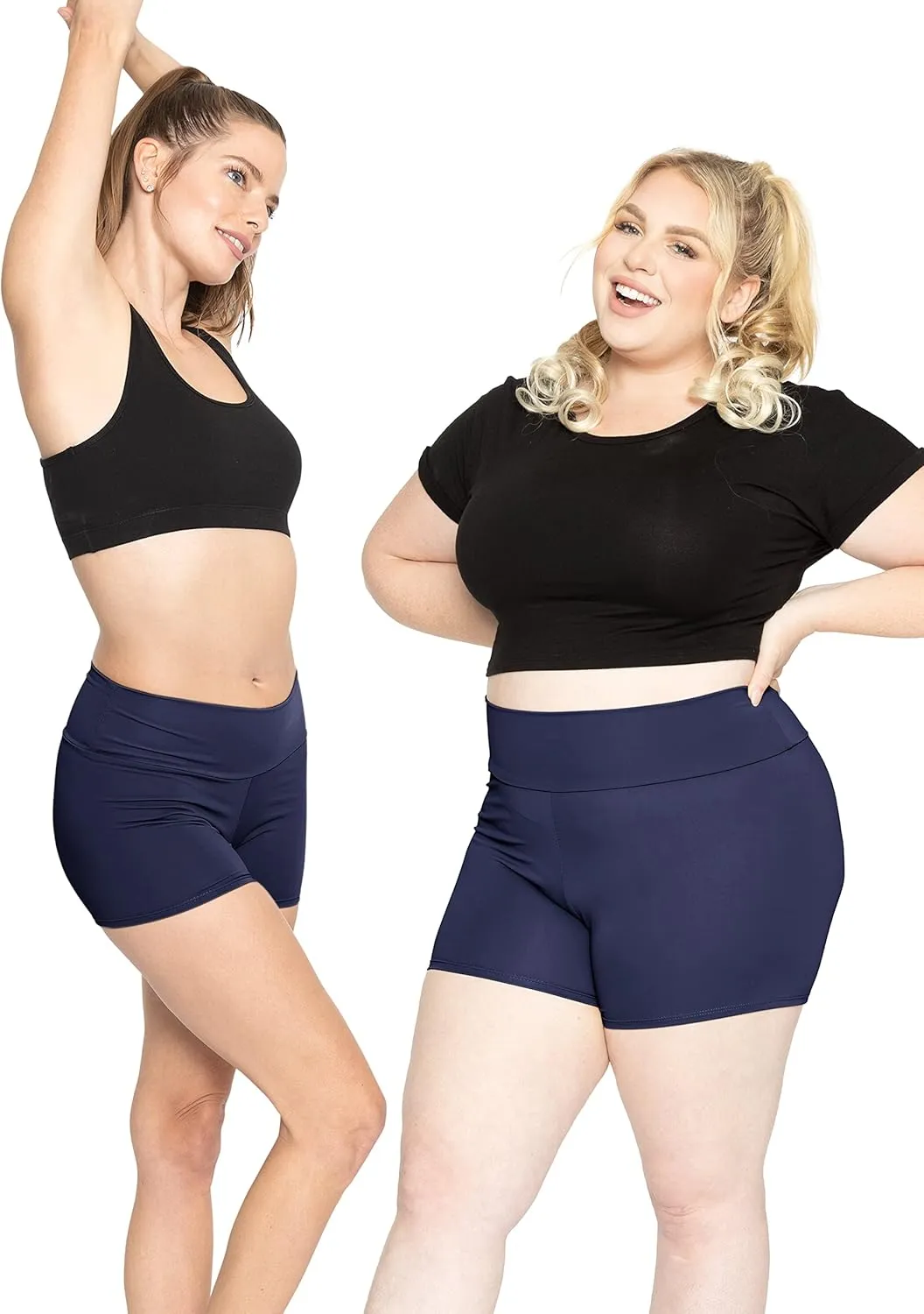 Women's and Plus Size High Waist Nylon Stretch Performance Booty Shorts | S-3X