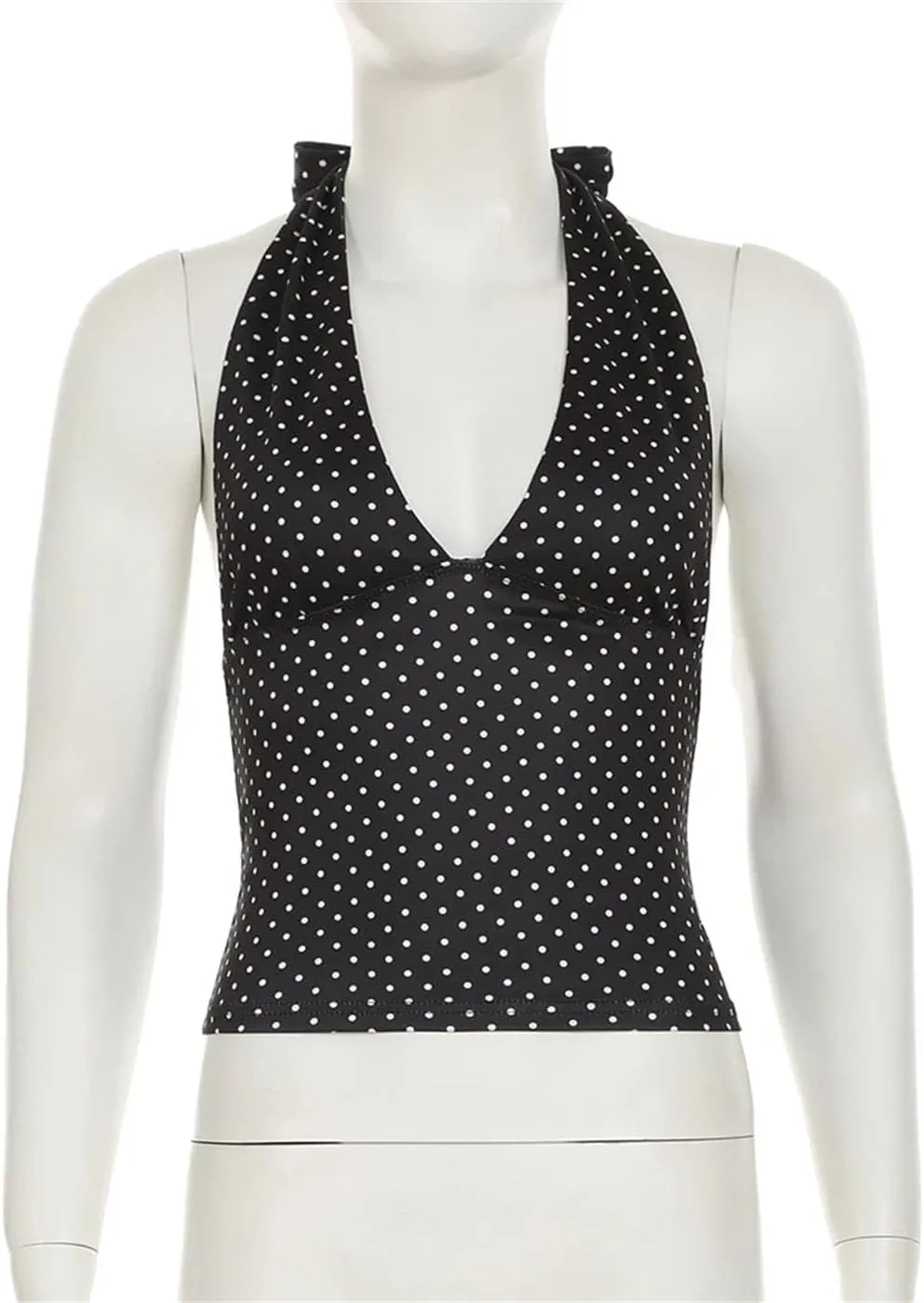 Women's Backless Halter Crop Tops Flirty Slim-Fit V-Neck Summer Vest Sexy Sleeveless Solid Tank