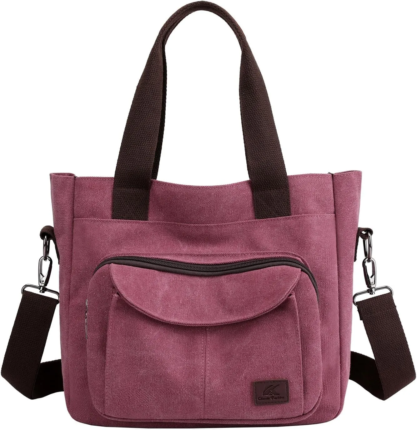 Women's Canvas Tote Purse Casual Shoulder Crossbody Bags Small Handbag, Multi-pocket Top Handle Work Bag