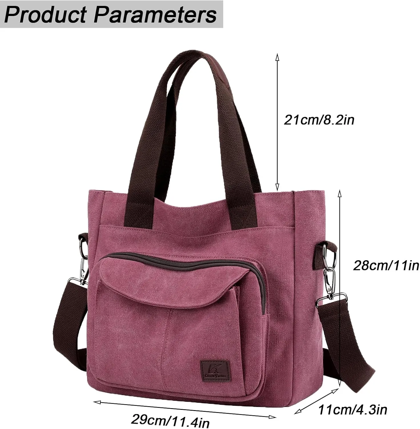Women's Canvas Tote Purse Casual Shoulder Crossbody Bags Small Handbag, Multi-pocket Top Handle Work Bag