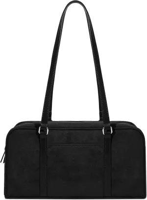 Women's Faux Suede Boston Bowler East West Le Teckel Satchel Swing Shoulder Bag