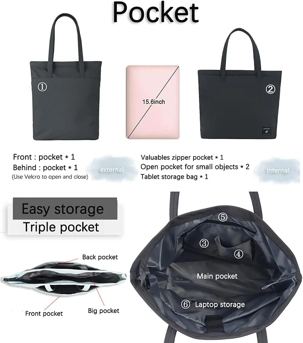 Womens Large Waterproof Tote Bag Shoulder Bag with Multi-pocket for Work Gym Pool and Daily Bags