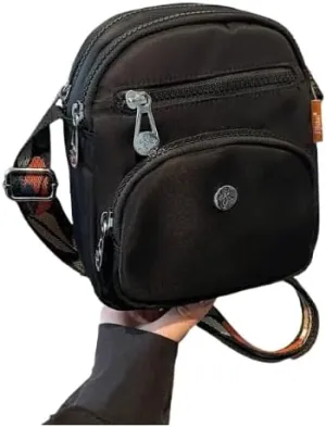 Womens Lightweight Crossbody Bag Summer Soft Fabric Small Square Purse with Adjustable Strap Black Cream Khaki