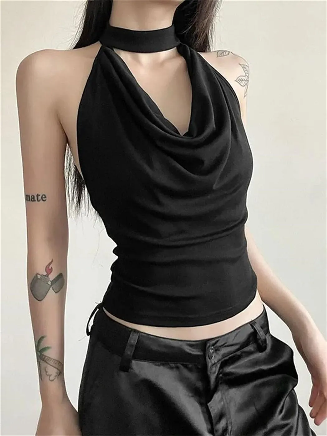 Women's Solid Casual Staple Halter Vest Breathable Lightweight Summer Travel Beach Outdoor Tank Tops
