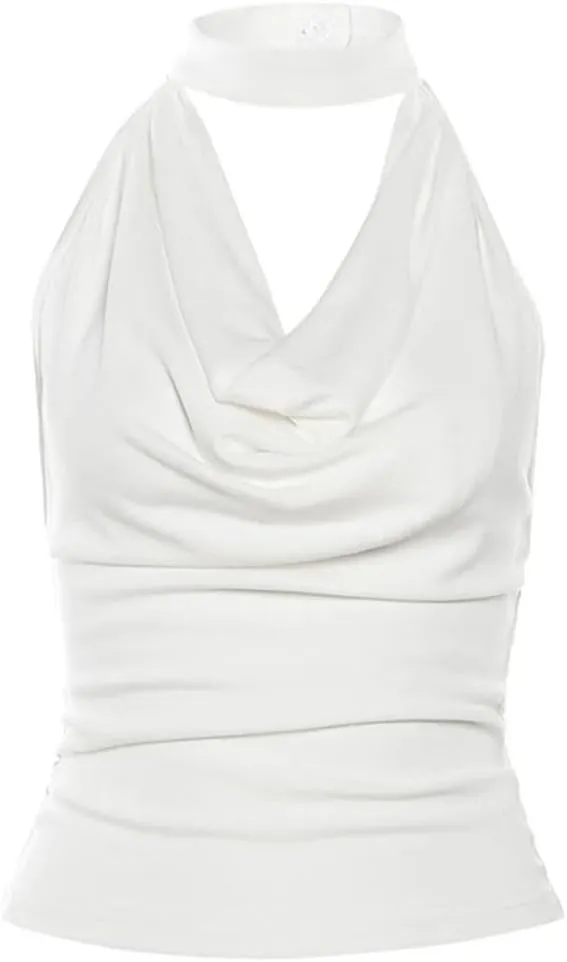 Women's Solid Casual Staple Halter Vest Breathable Lightweight Summer Travel Beach Outdoor Tank Tops