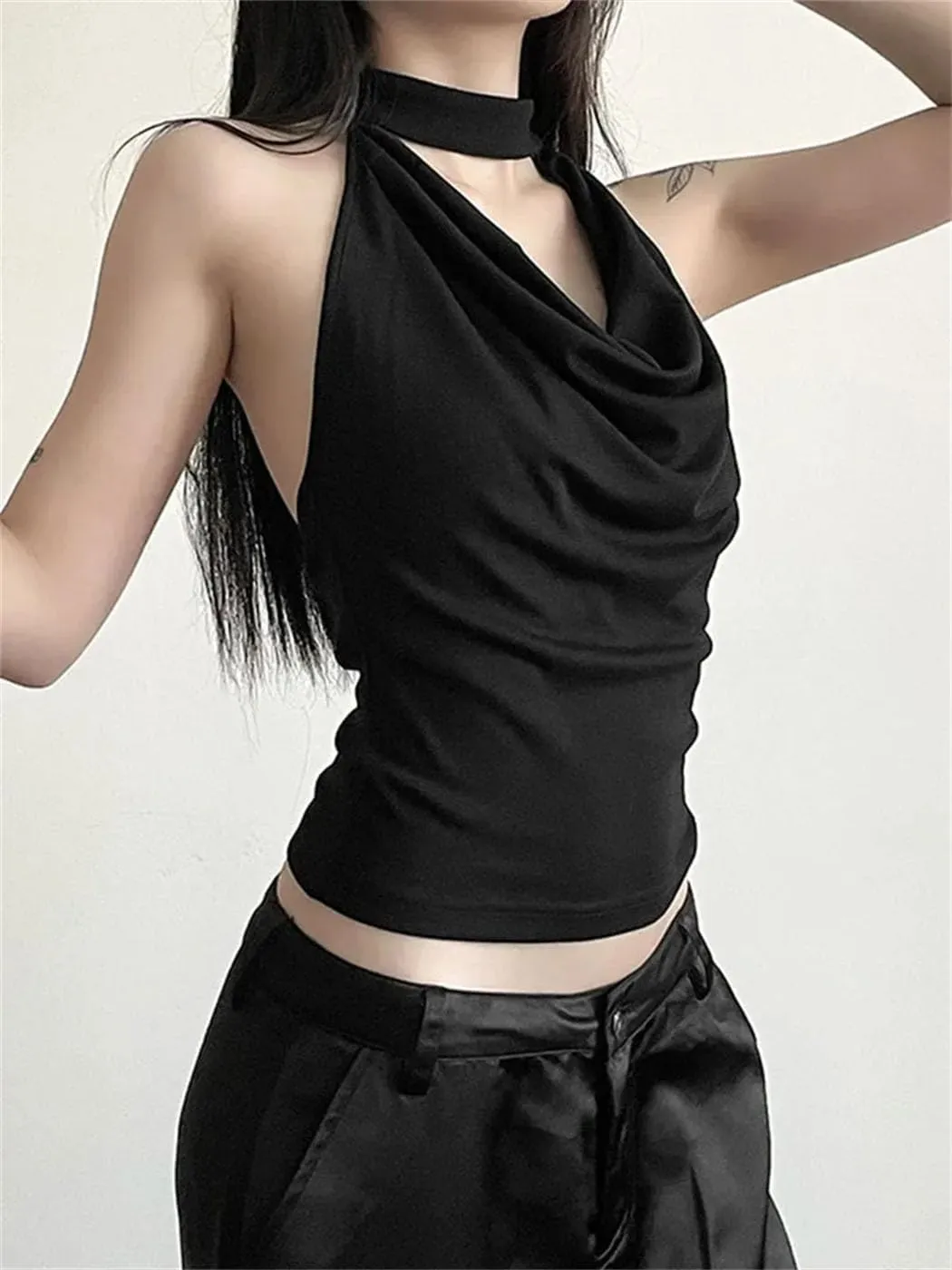 Women's Solid Casual Staple Halter Vest Breathable Lightweight Summer Travel Beach Outdoor Tank Tops