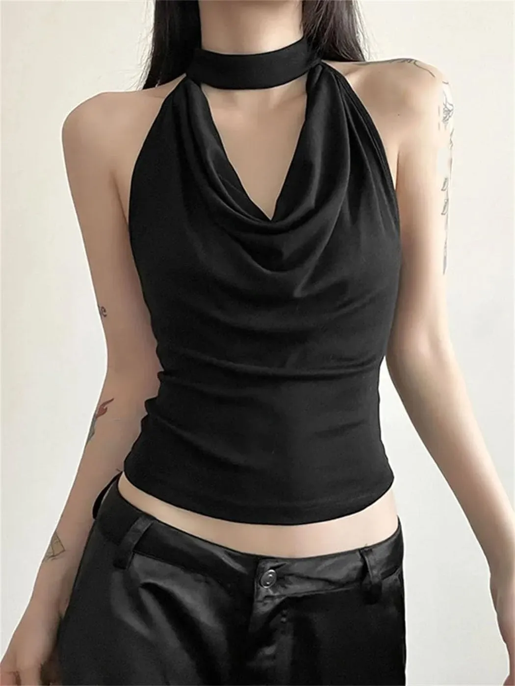 Women's Solid Casual Staple Halter Vest Breathable Lightweight Summer Travel Beach Outdoor Tank Tops