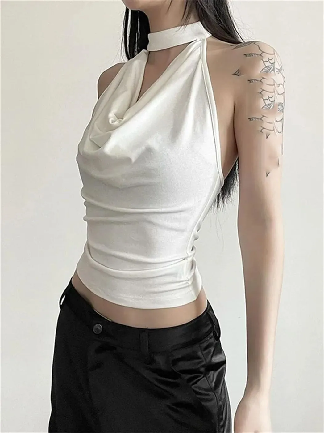 Women's Solid Casual Staple Halter Vest Breathable Lightweight Summer Travel Beach Outdoor Tank Tops