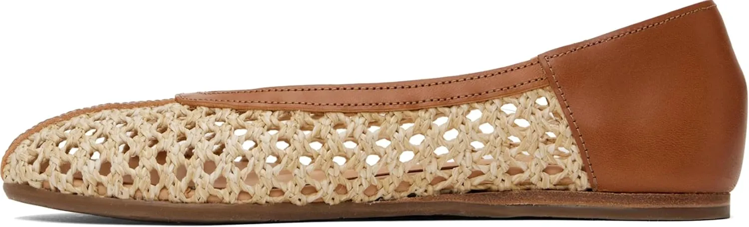 Women's Woven Ballet Flats – Handmade Straw Knit Slip-On Shoes with Leather Trim – Lightweight Breathable Casual Loafers for Summer Travel