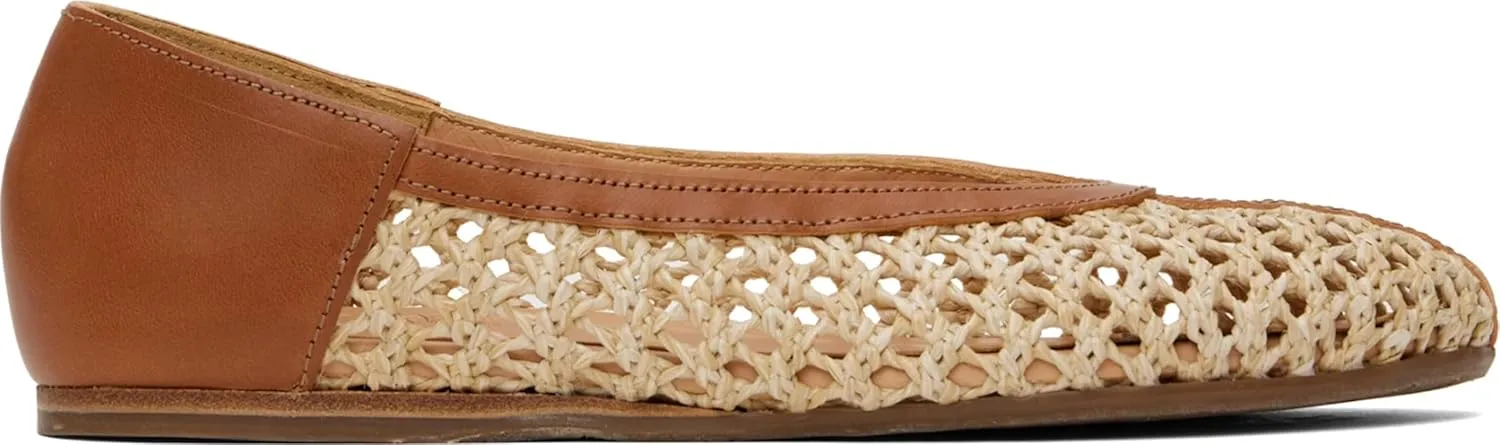Women's Woven Ballet Flats – Handmade Straw Knit Slip-On Shoes with Leather Trim – Lightweight Breathable Casual Loafers for Summer Travel