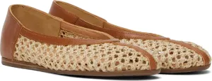 Women's Woven Ballet Flats – Handmade Straw Knit Slip-On Shoes with Leather Trim – Lightweight Breathable Casual Loafers for Summer Travel
