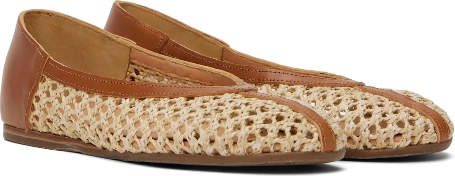 Women's Woven Ballet Flats – Handmade Straw Knit Slip-On Shoes with Leather Trim – Lightweight Breathable Casual Loafers for Summer Travel